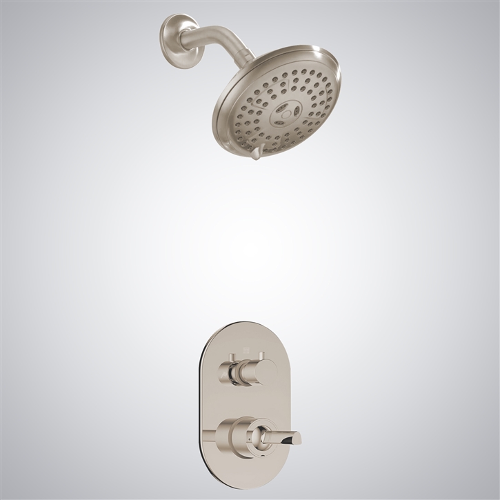 Fontana Champagne Wall Mounted Round Shower With Mixer
