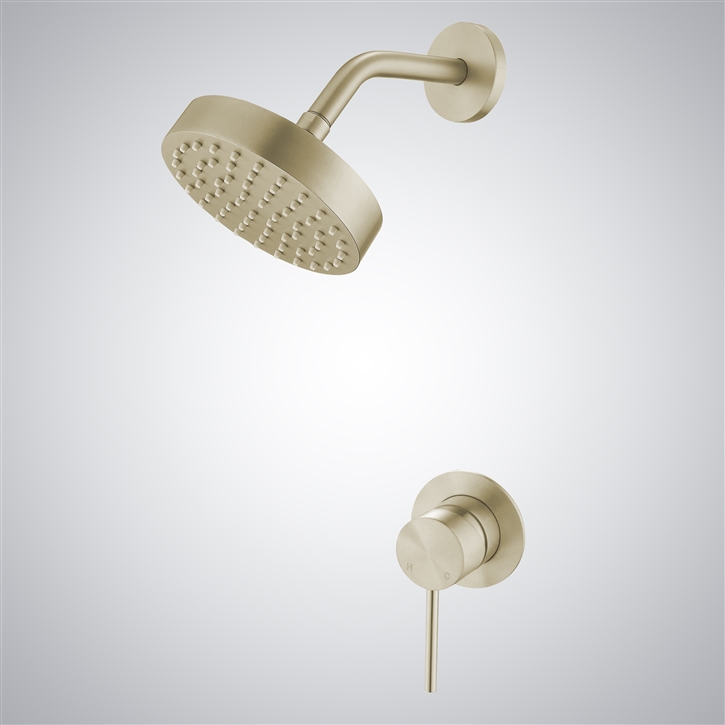 Fontana Dijon Champagne High-Pressure Brass Rainfall Shower Head Set