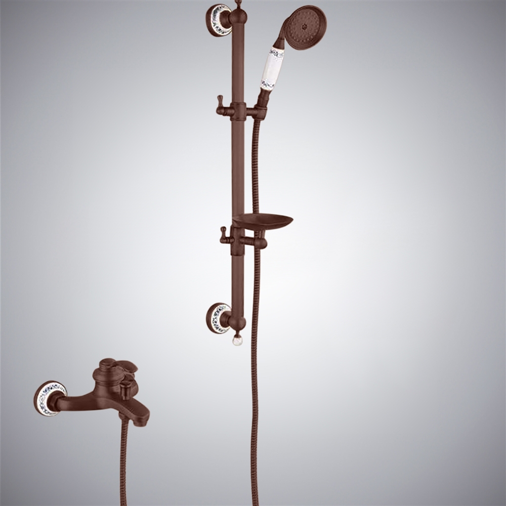 Fontana Oil Rubbed Bronze Elegance In Wall-Mounted Tub & Shower Faucet Set With Integrated Soap Dish