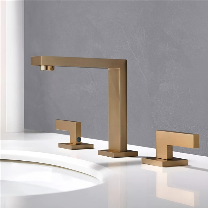 Fontana Golden Veil In Square With Dual Handles Faucet Hot And Cold Water