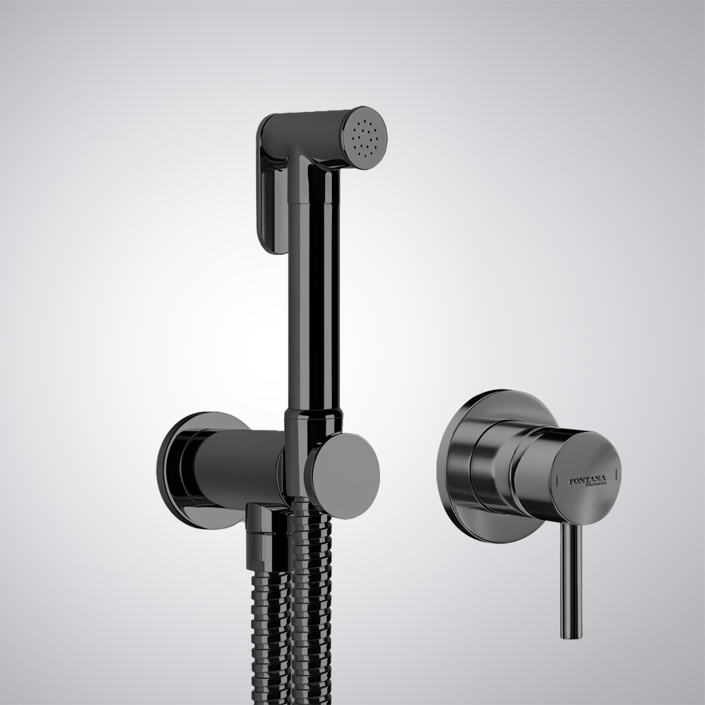Fontana's Gun Metal Gray Shut-Off Handheld Showerhead With A 1/2" Pipe Connection