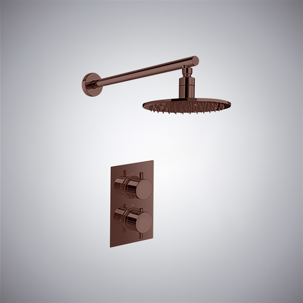 Fontana Round Thermostatic Mixer Shower Set With Optional LED Lighting in Oil-Rubbed Bronze