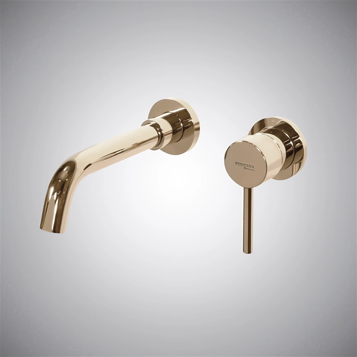 Fontana In Champagne Bathroom Single Handle Wall Mounted Sink Faucet