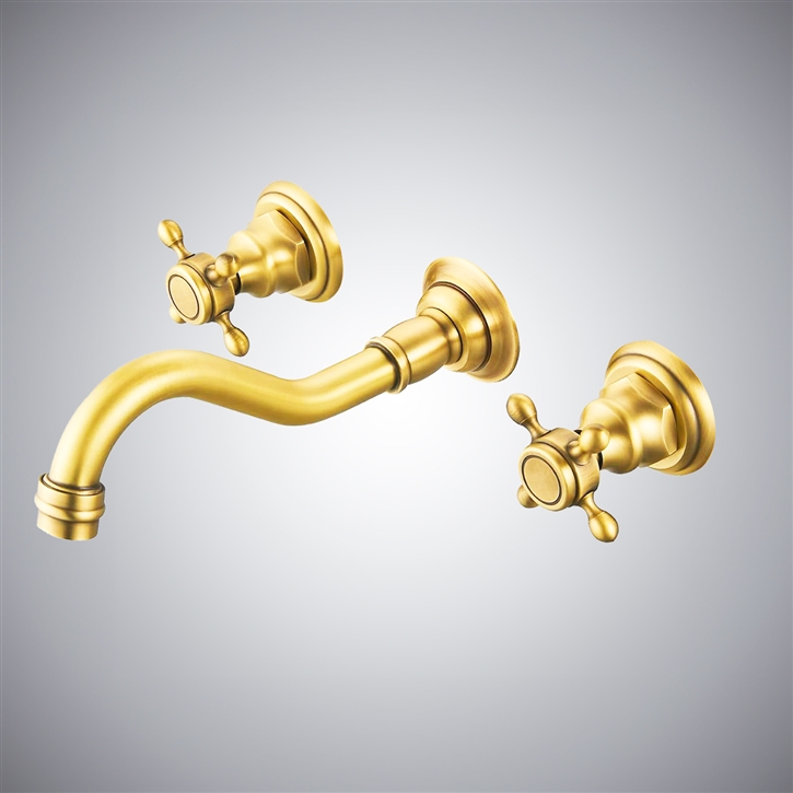 Fontana Firminy Brushed Gold Wall Mounted Faucet With Two Handles