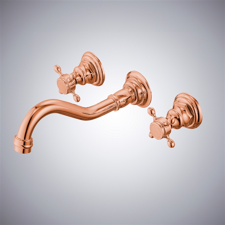 Fontana Firminy Rose Gold Wall Mounted Faucet With Two Handles