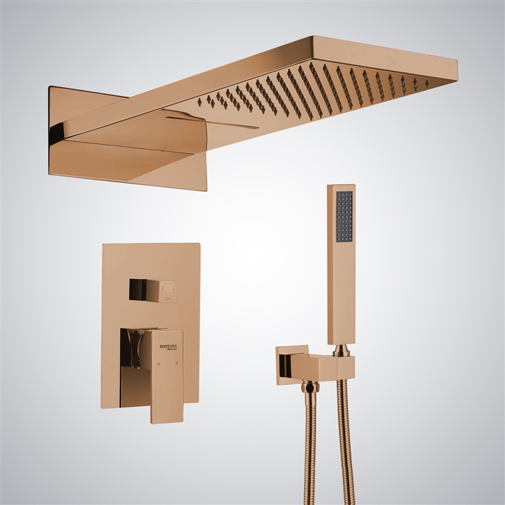 Fontana 22" Venice Multifunctional Shower Polished 3 Way Rainfall Shower Set with Rose Gold Finish.