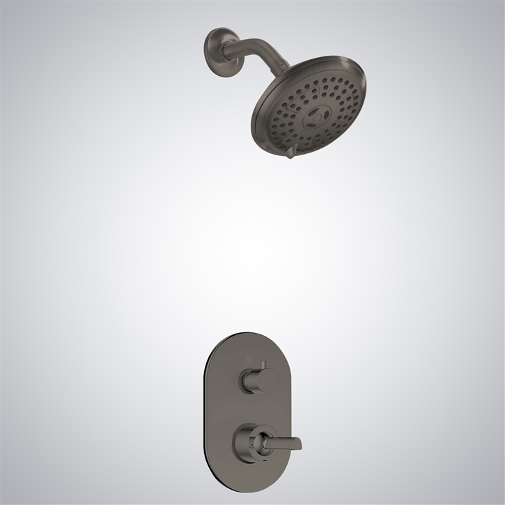 Fontana Gun Metal Gray Wall Mounted Round Shower With Mixer
