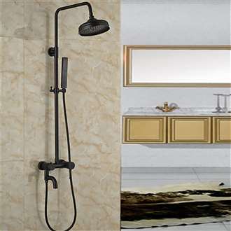 Fontana Vienna Solid Brass Rain Shower Faucet Single Handle Matte Black W/ Hand Shower Sprayer