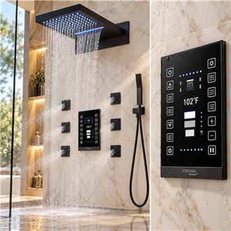 Lima LED Ultra Shower Set Matte Black Finish
