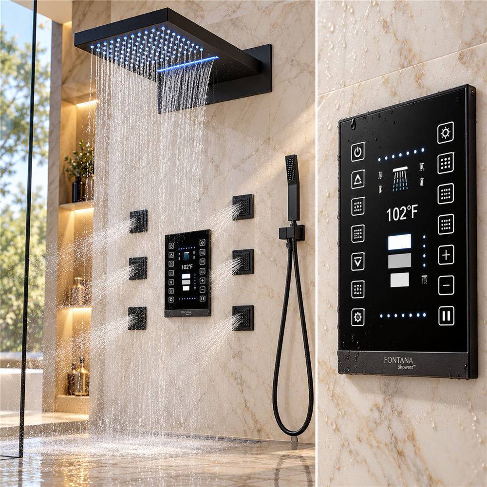 Lima LED Ultra Shower Set Matte Black Finish