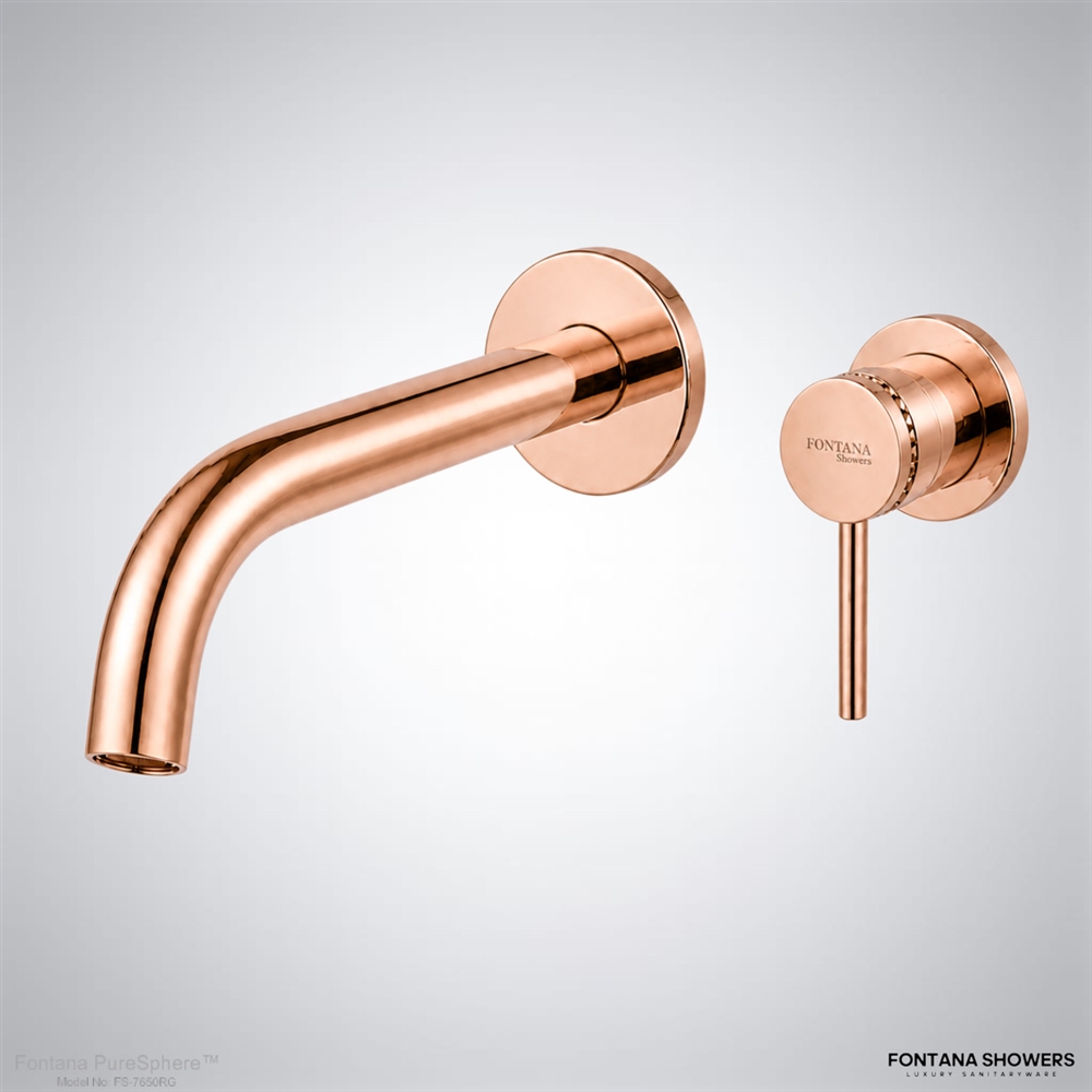 Fontana Wall-Mounted Faucet Equipped with Round Pin Wall Mixer In Rose Gold Finish