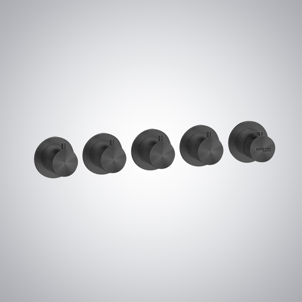 Fontana Matte Black In Wall-Mounted Thermostatic Mixer