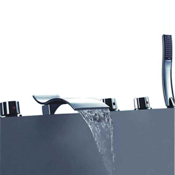 Grecia Three Handles Chrome Finish Waterfall Bathtub Faucet Mixer Tap With Hand Shower
