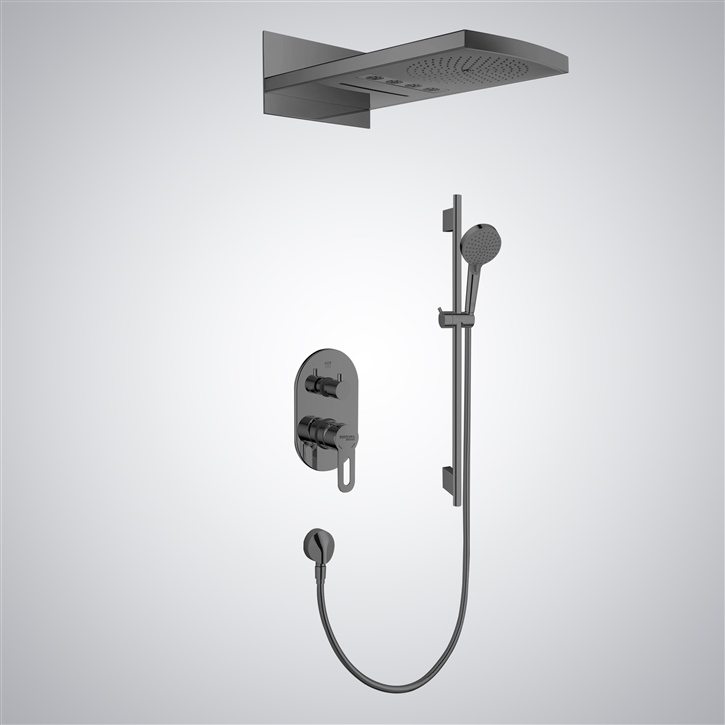 Bravat Multifunctional Shower Rainfall Shower Set In Gun Metal Gray Finish