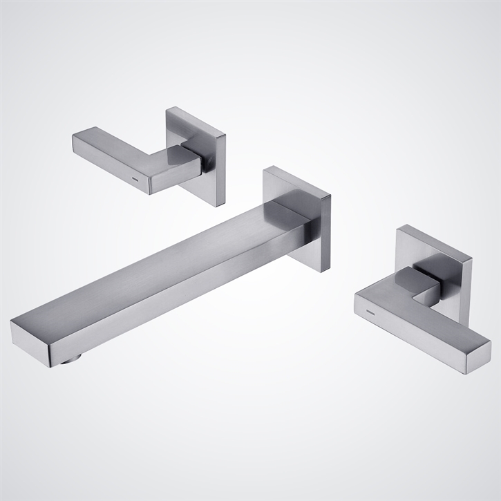 Fontana Montauban Chrome Square Wall Mounted Bathroom Sink Faucet