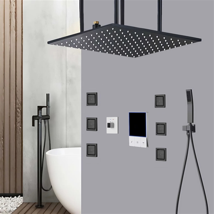 Fontana Mijas Matte Black Digital Rainfall Shower System