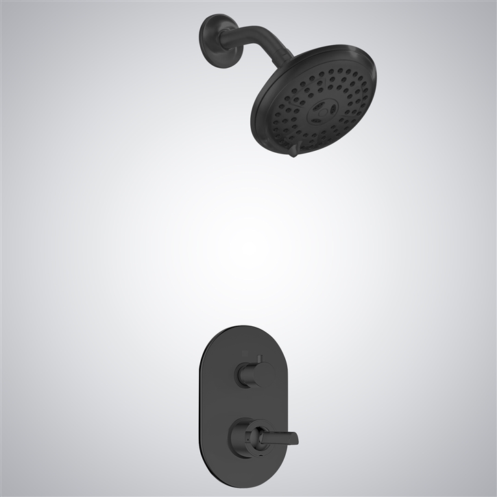 Fontana Matte Black Finish In Wall Mounted Round Shower With Mixer
