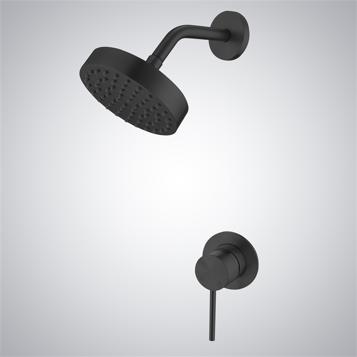 Fontana Matte Black Dijon High-Pressure Brass Rainfall Shower Head Set