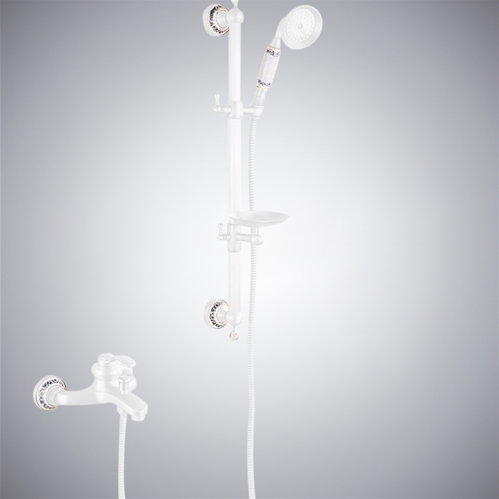Fontana Sleek Matte White Wall-Mounted Shower Set with Integrated Soap Dish