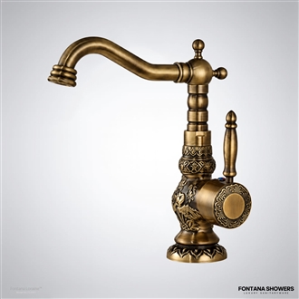 Loraine Deck Mount Antique Brass Faucet