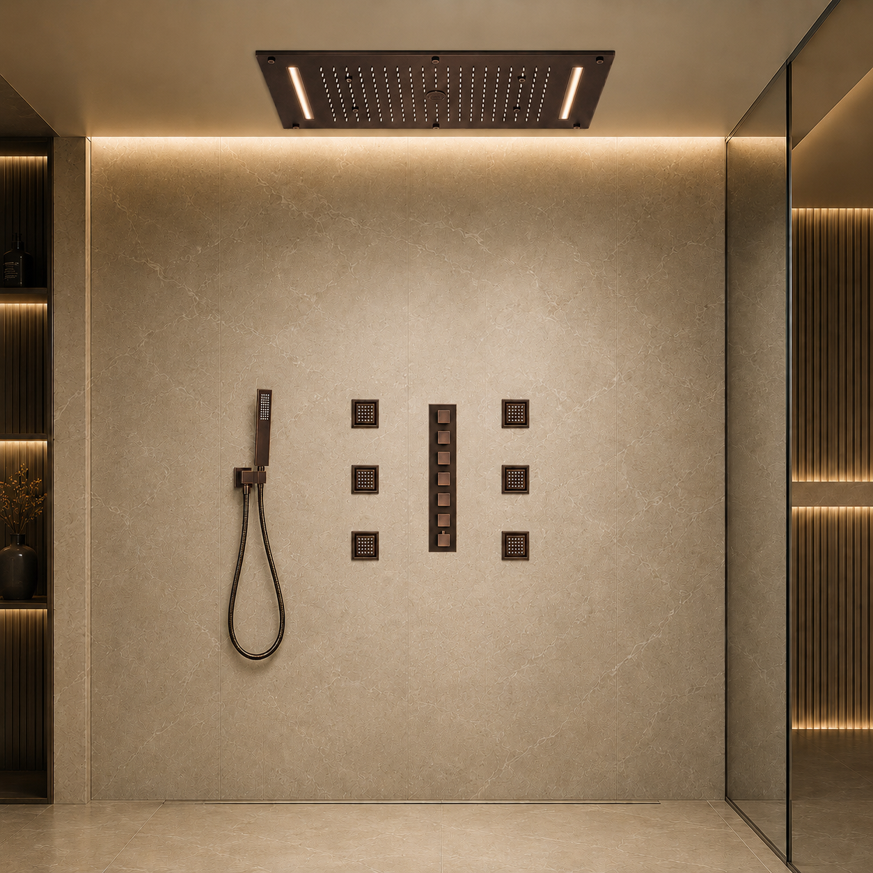 Fontana Lima light oil-rubbed bronze shower installation