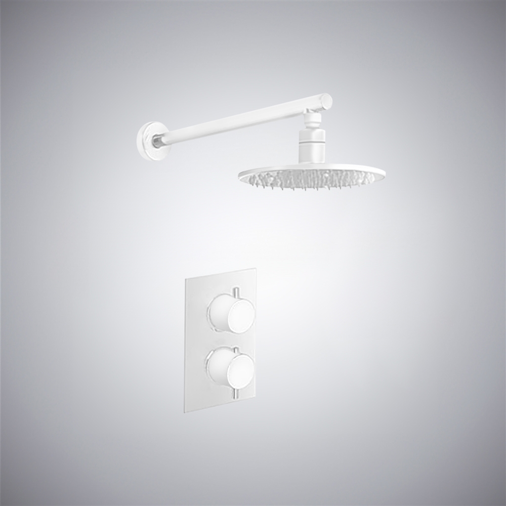 Fontana Matte White In-Round Thermostatic Mixer Shower Set With Optional LED Lighting