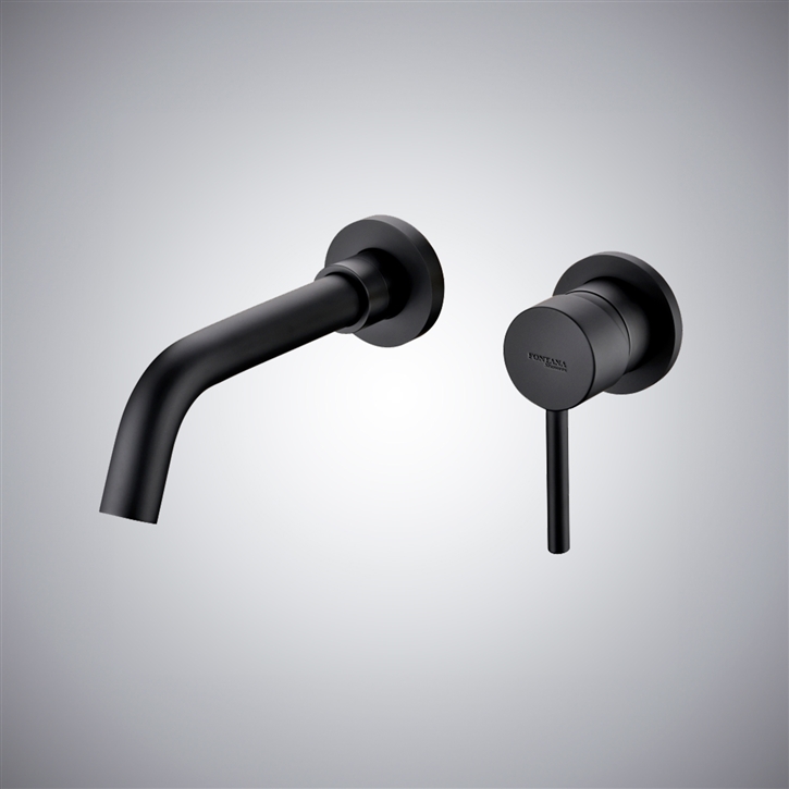 Fontana Geneva In Matte Black Bathroom Single Handle Wall Mounted Sink Faucet