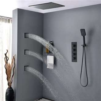Fontana Lima matte black rainfall showerhead system