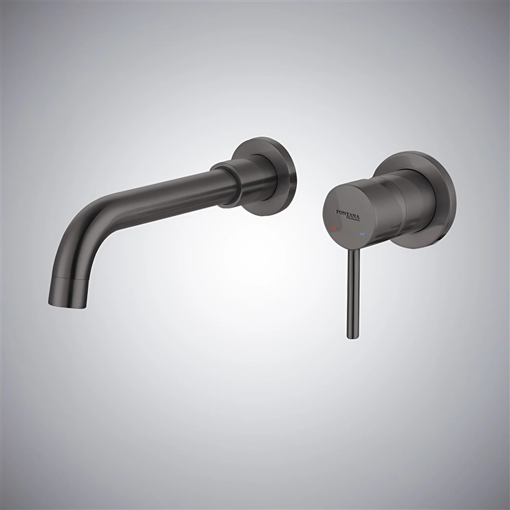 Fontana In Gun Metal Gray Bathroom Single Handle Wall Mounted Sink Faucet