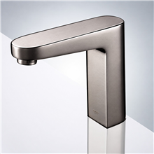 Fontana Sierra Commercial Brushed Nickel Touchless Automatic Sensor White Sink Faucet