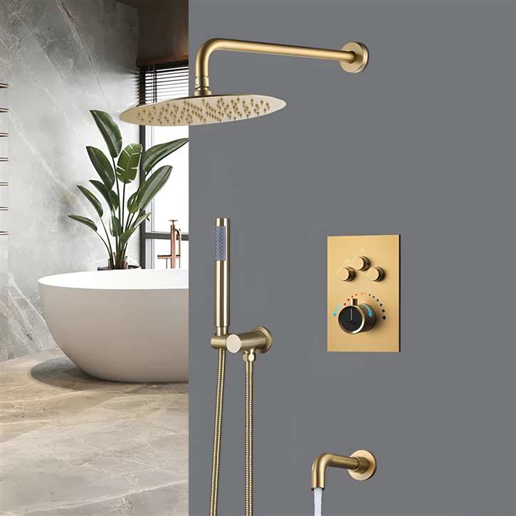Fontana Montesilvano Brushed Gold Shower Set