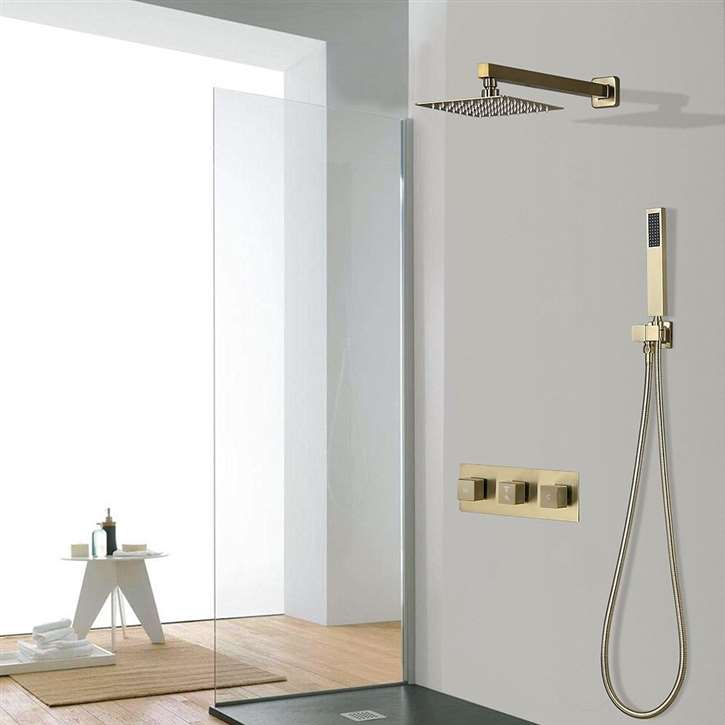 Fontana Wall Mounted Brushed Rainfall Mixer Shower Set