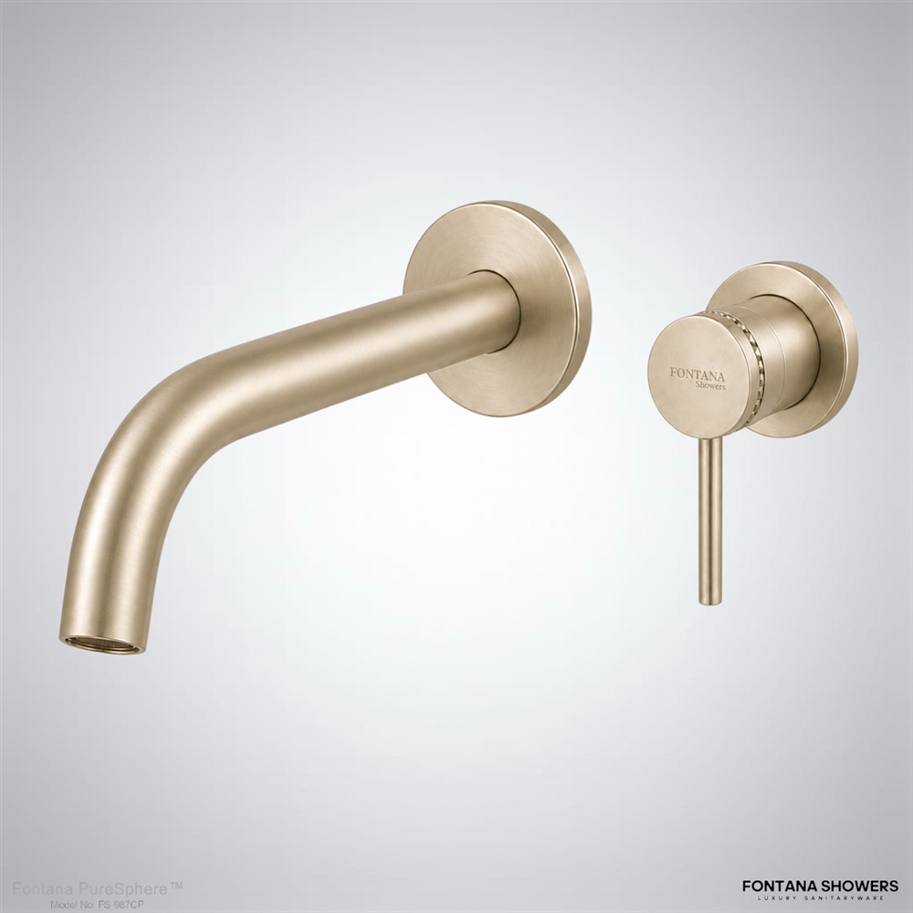 Fontana Wall-Mounted Faucet Equipped with Round Pin Wall Mixer In Champagne Finish