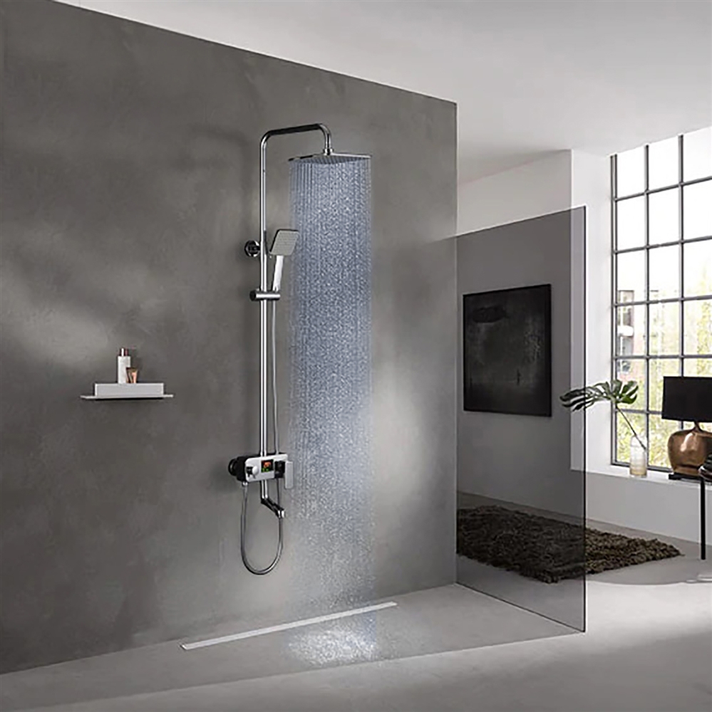 Fontana Renaldo Chrome Temperature-Control LED Shower System