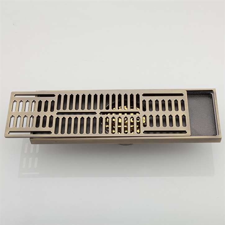 Fontana Antique Brass Floor Mount Antique Style Bathroom Shower Drain System