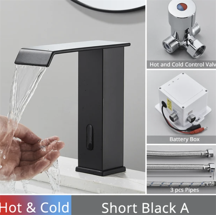 Fontana Elite Matte Black Smart Sensor Waterfall Hot And Cold Faucet