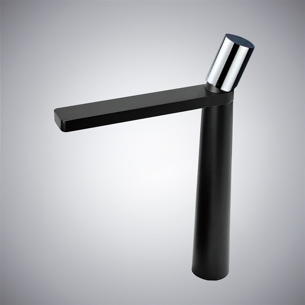 Fontana Sandwell in Matte Black and Chrome Finish Deck Mounted 12 Inches Tall Vanity Faucet