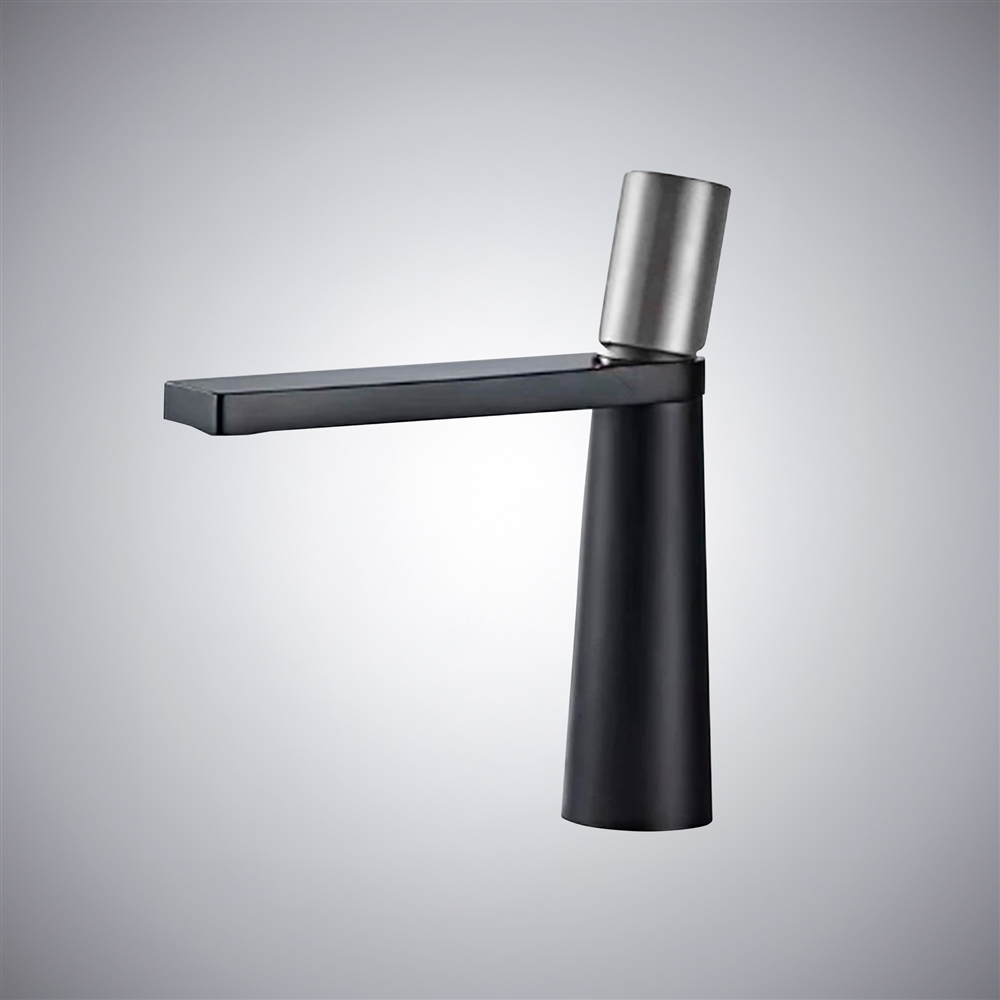 Fontana Lifford in Matte Black and Chrome Finish Deck Mounted 7 Inches Short Vanity Faucet