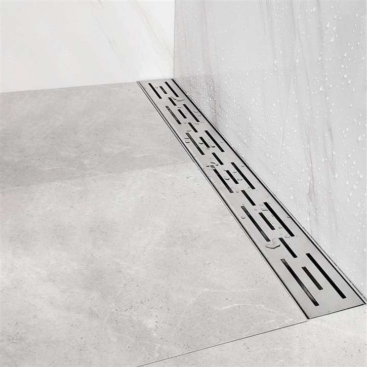 Fontana Brushed Nickel 24-inch Rectangular Brick Linear Shower Drain With Threaded Adapter