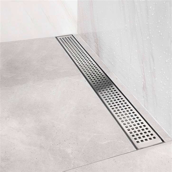 Fontana Shower Drain In Brushed Nickel In 24 Inches Long And A Threaded adapter