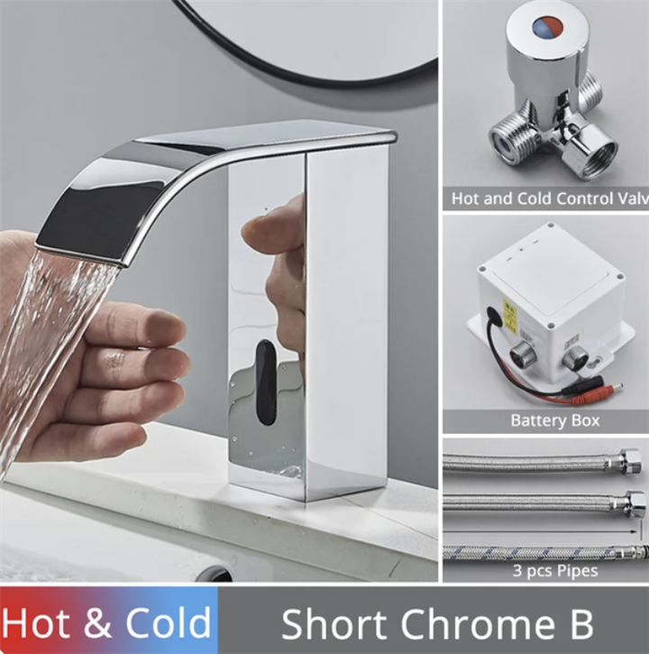 Fontana Chrome Cascade Smart Sensor Faucet Hot & Cold Waterfall Design
