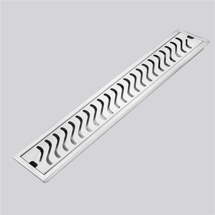 Fontana Flag Design Flange Body in Stainless Steel Linear Shower Drain In Chrome