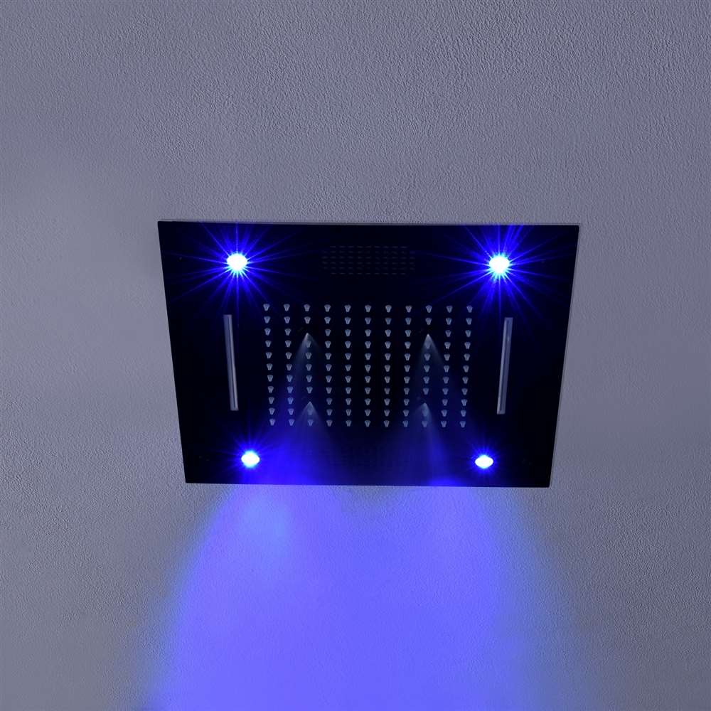 Fontana Milan Recessed Matte Black 24" Multi Color LED Rain Shower Head