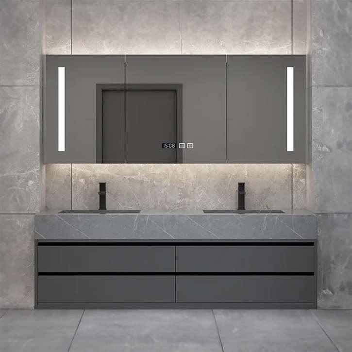 Fontana FS-DG2343 double sink vanity with ceramic basins