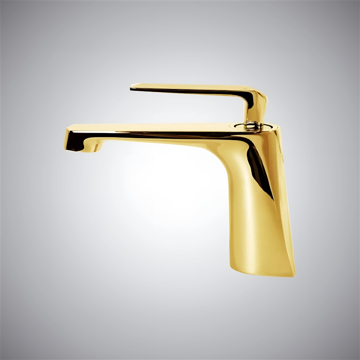 Fontana Gold Finish Ceramic Basin Faucet with Hot and Cold Mixer