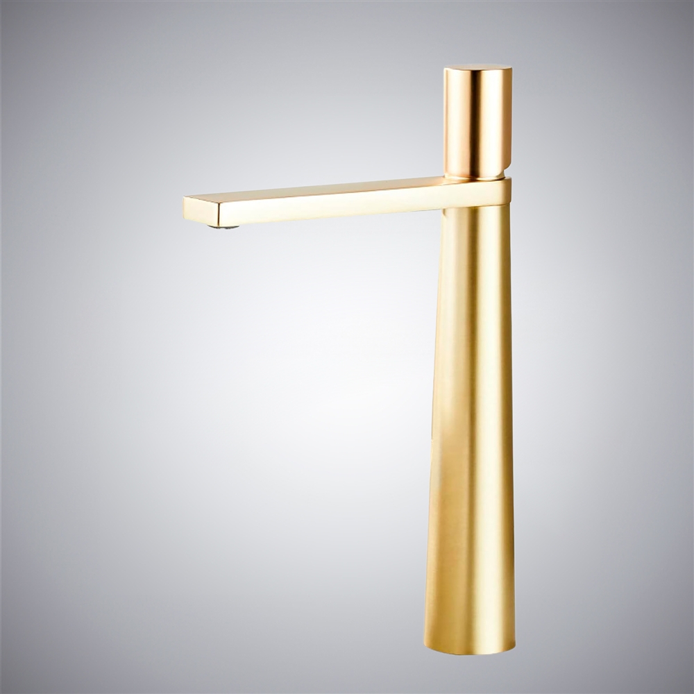 Fontana Sandwell in Gold Finish Deck Mounted 12 Inches Tall Vanity Faucet