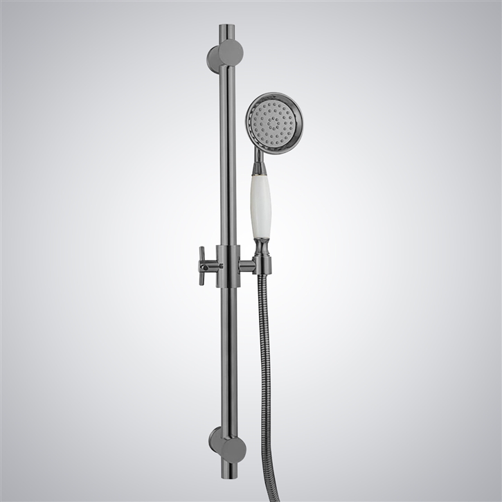 Fontana Sliding Shower Bar in Gun Metal Gray Gold Metal with Hose and Height Adjustment