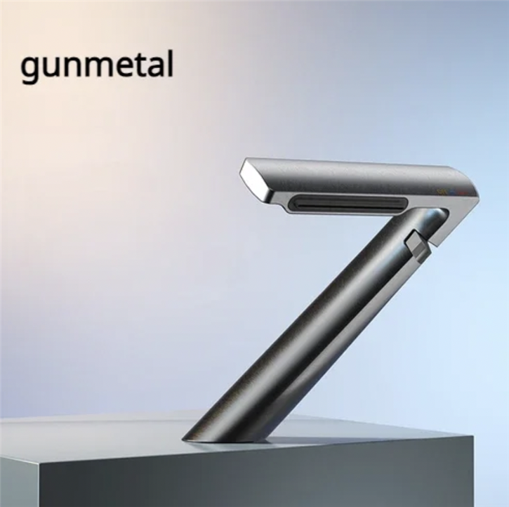 Fontana Waterfall Bathroom Sink Faucet In Gun Metal Gray With Hot And Cold Mixer