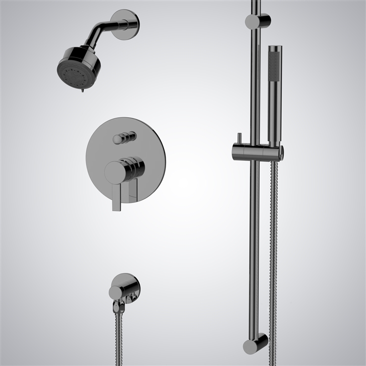 Fontana Handheld Shower Set in Gun Metal Gray with Hot/Cold Mixer Valve