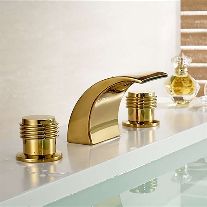 Gold Finish Brass Body LED Bathroom Sink Faucet